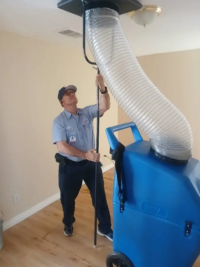Mini Split Installation technician using HEPA equipment in Henrietta
